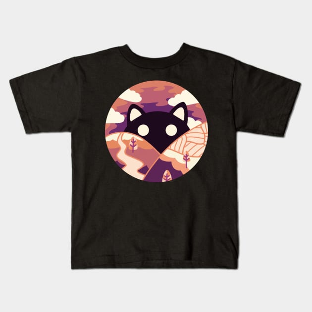 Purrfect Morning Cute Cat Design ‚Violet‘ | Kawaii Handmade Cat Illustration | By Atelier Serakara Kids T-Shirt by Atelier Serakara